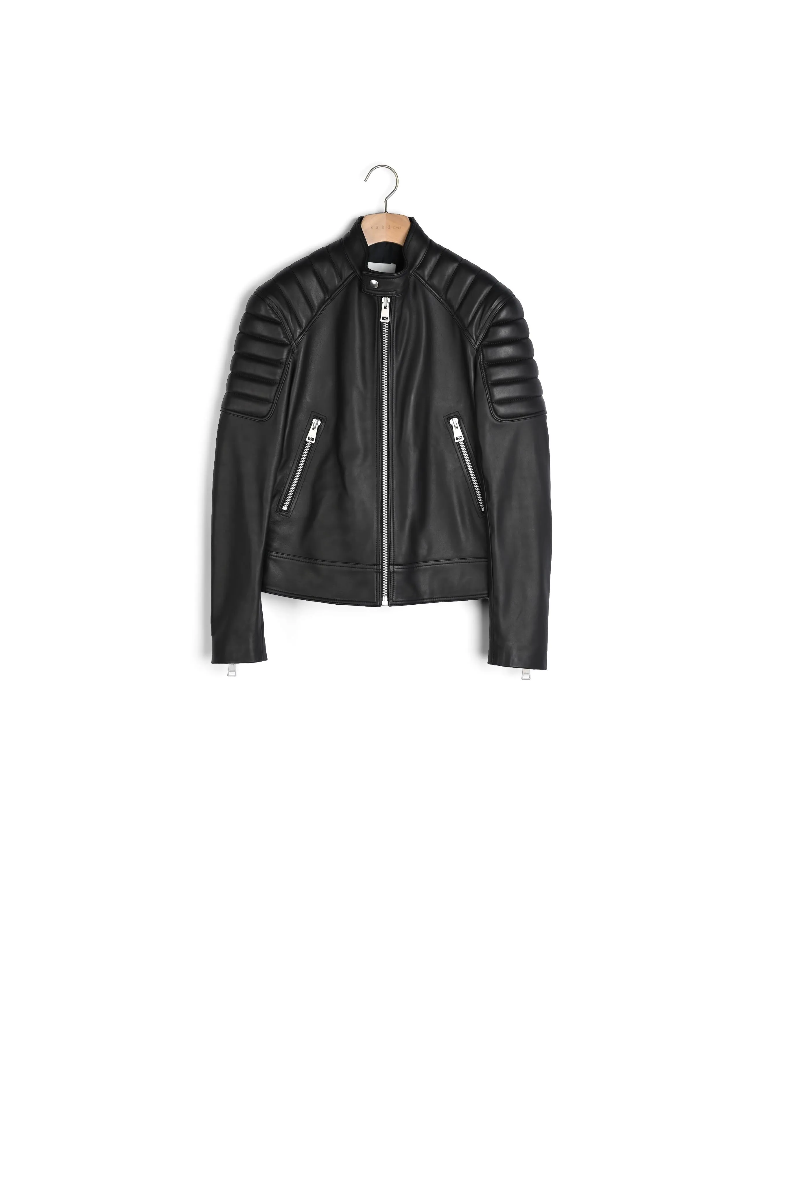 Blouson en cuir finitions matelassées