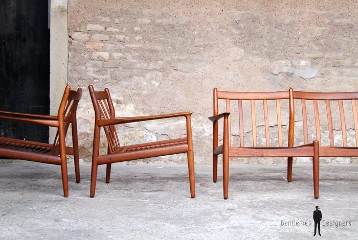Canapé et fauteuils scandinave en teck, Grete Jalk 