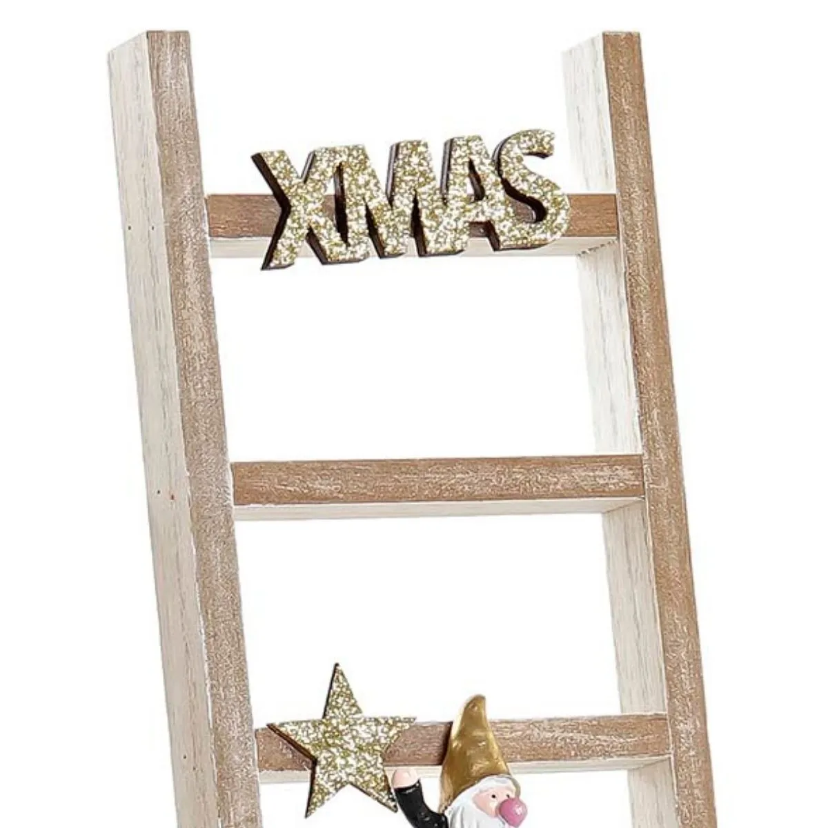 Déco Noël Echelle Bois Beige Kraystin Père Noël H35cm