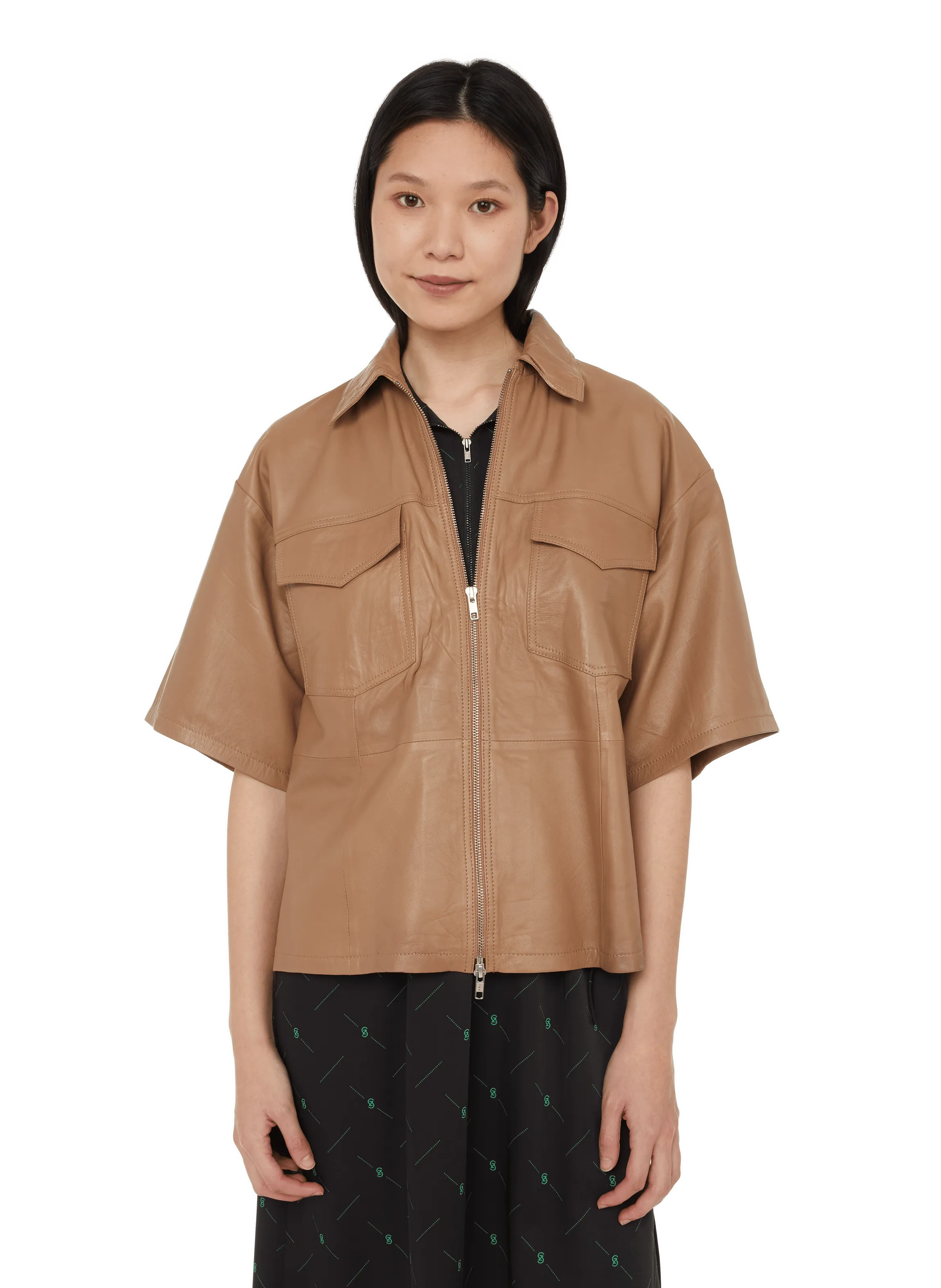 GESTUZ  Chemise en cuir - Marron
