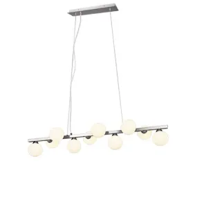 Lampe à suspension Art Déco acier avec verre opale 10 lumières - Fon