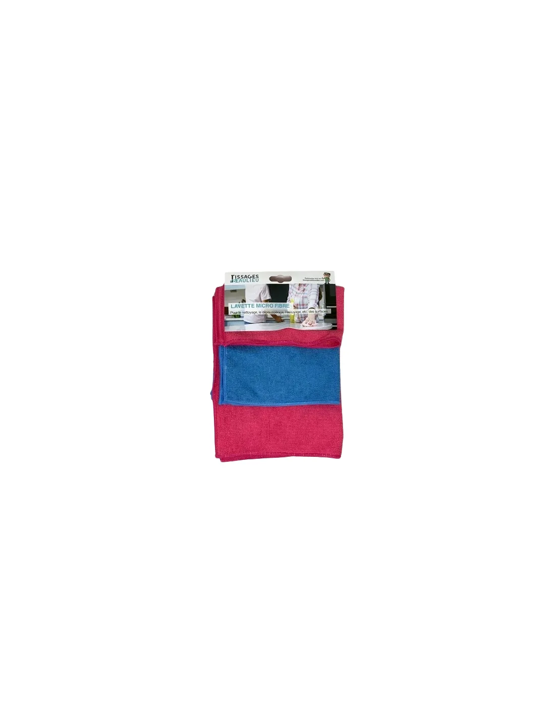 Lavettes Microfibres en Couleur 38x38cm Lot de 3 Sachet Accrochable - TISSAGES DE BEAULIEU - 127027