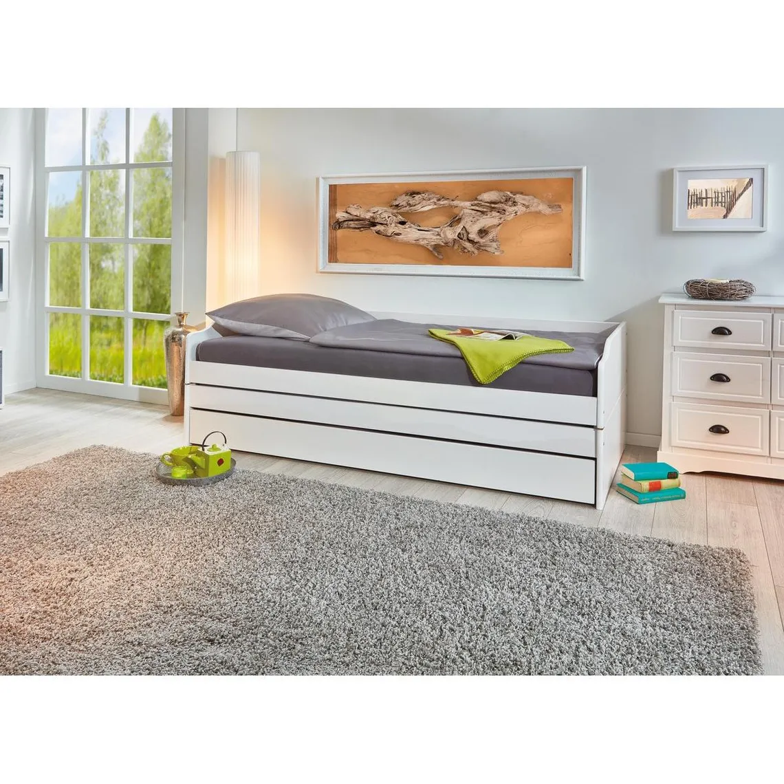 Lit multifonction 90x200 blanc LORA | 3 Suisses