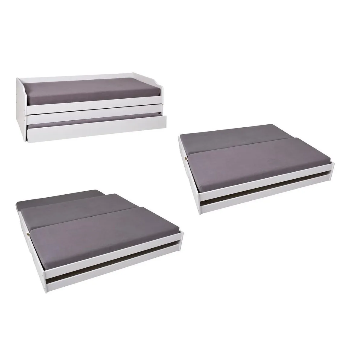 Lit multifonction 90x200 blanc LORA | 3 Suisses