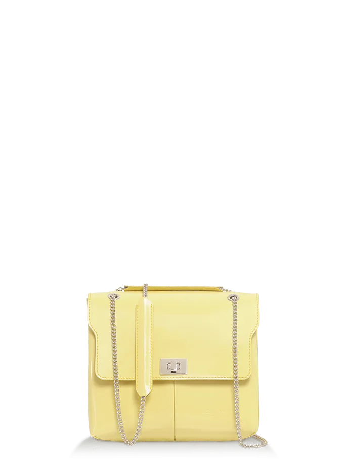 Sac à main Amelia - Cuir Vernis Jaune