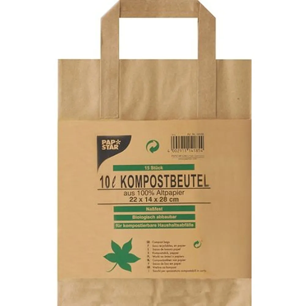 Sacs compostables papier kraft 10l 28cmx22cmx14cm marron 'avec motif' par 300