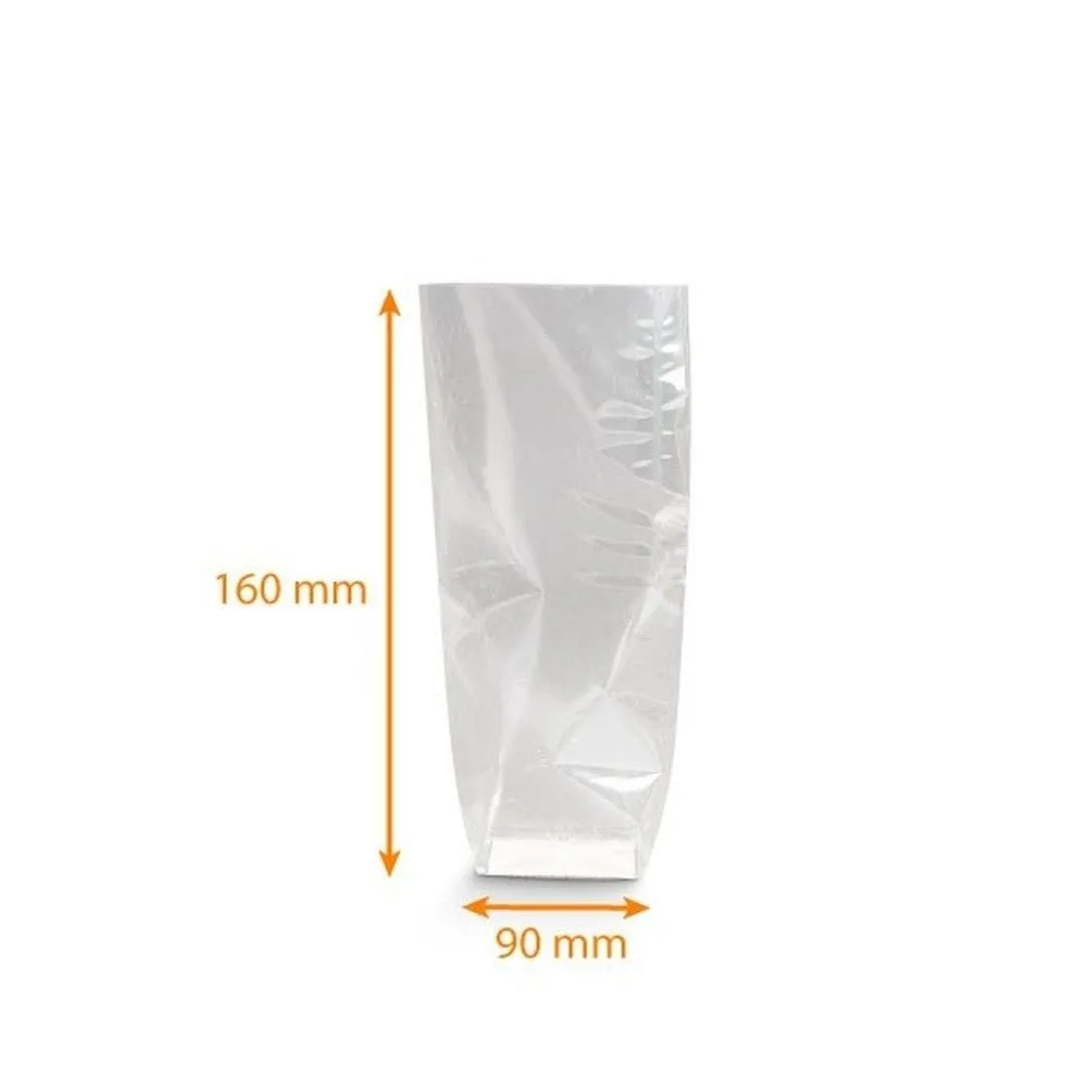 Sacs PP 90x160mm 'neutres' fond carton argent (5x4cm) par 1000