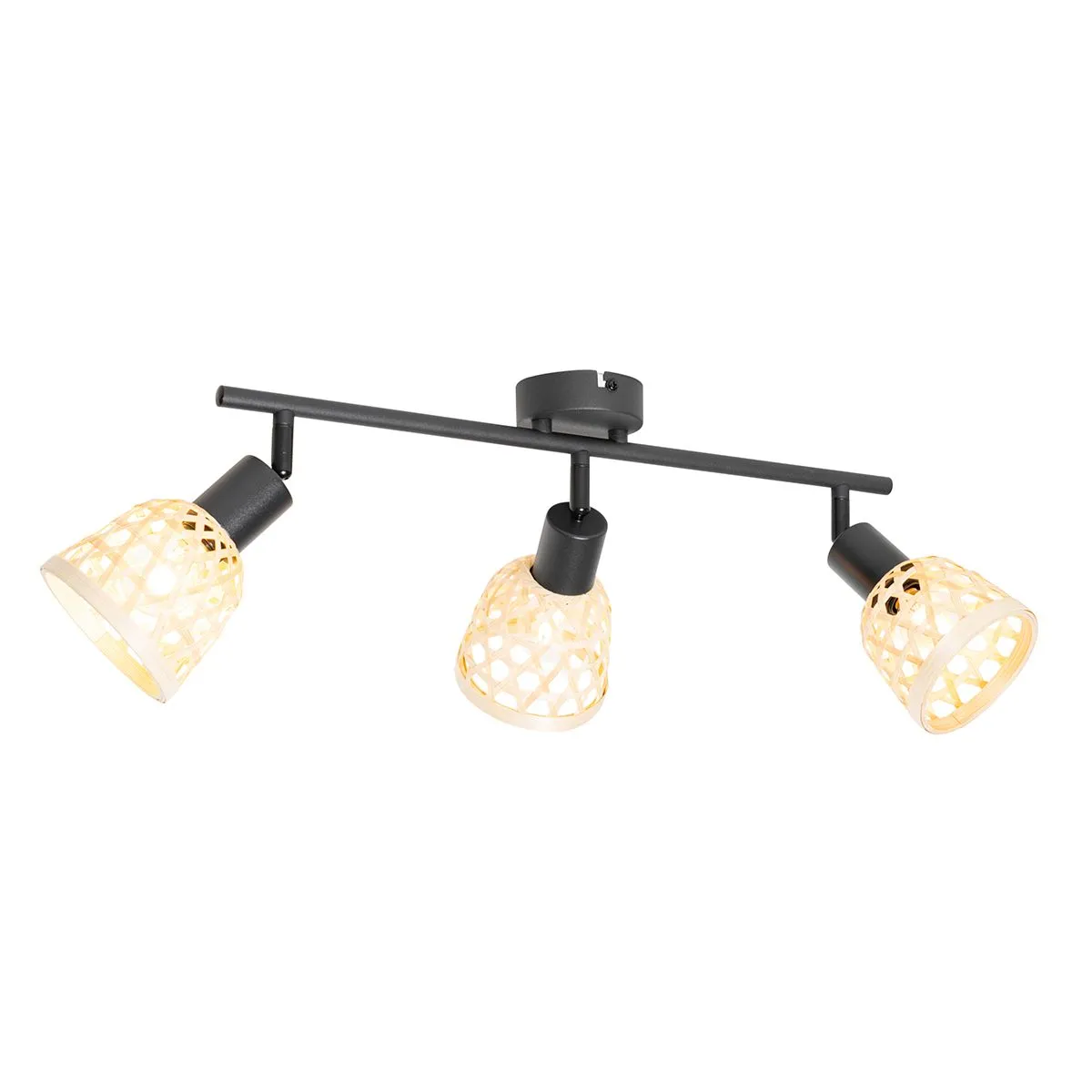 Spot oriental noir avec bambou 3 lumières - Rayan