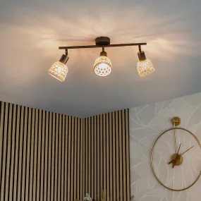 Spot oriental noir avec bambou 3 lumières - Rayan