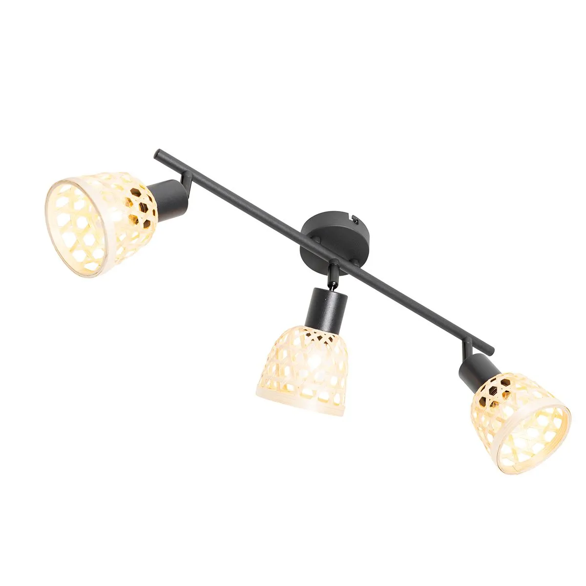 Spot oriental noir avec bambou 3 lumières - Rayan
