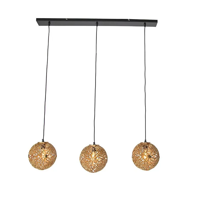 Suspension Art Déco dorée allongée 3 lumières - Maro