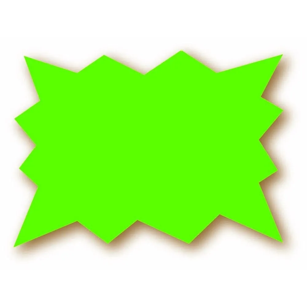 Étiquettes forme éclatée fluo 10x8cm vert paquet de 50